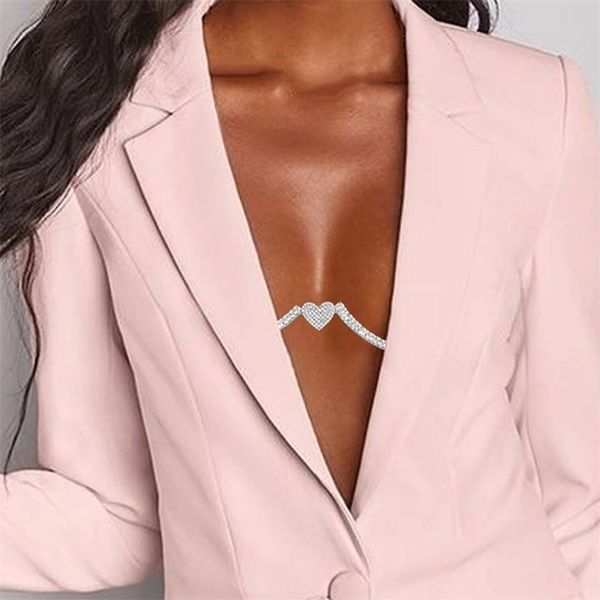 

other heart chest bracket bras chain body jewelry for women rave body chain bra harness lingerie bikini festival gift 221008, Slivery;golden