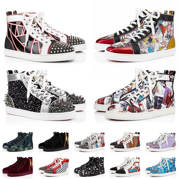 

2022 red bottoms boots shoes for men women sneakers designer platform spike suede flat casual shoe fashion luxury loafers vintage bottom fla, Black