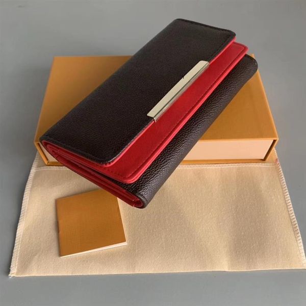 

designer-2021 leather women wallet female cell phone pocket long purses hasp coin purse card holder323j, Red;black