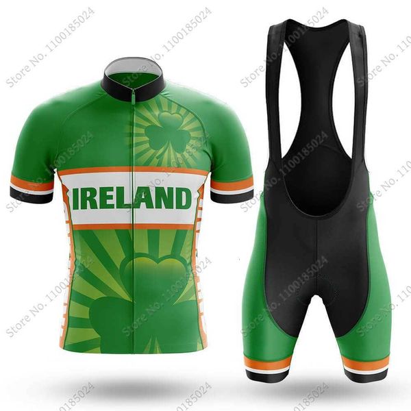 

cycling jersey sets suit 2022 ireland national cycling jersey set bicycle clothing summer road bike shirts suit bicycle bib shorts mtb ropa, Black;red