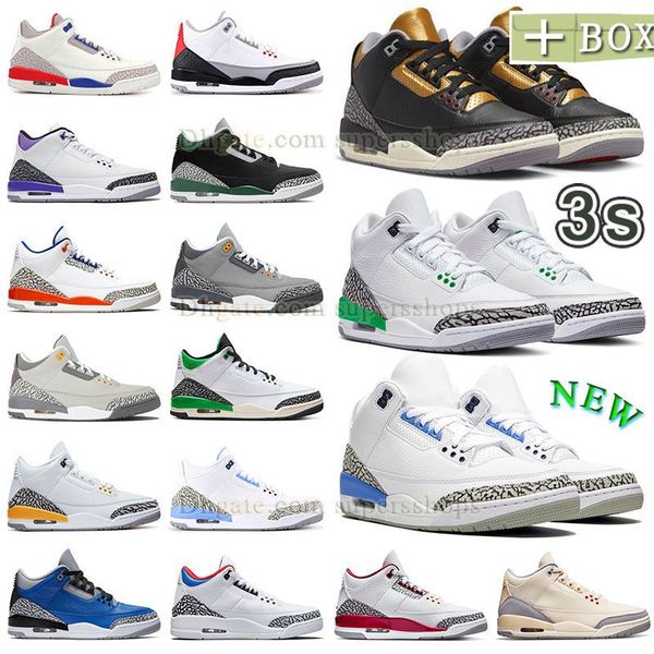 

jumpman 3 with box basketball shoes mens womens lucky green 3s black gold blackcat unc racer blue pine green caridnal fire red cool grey des