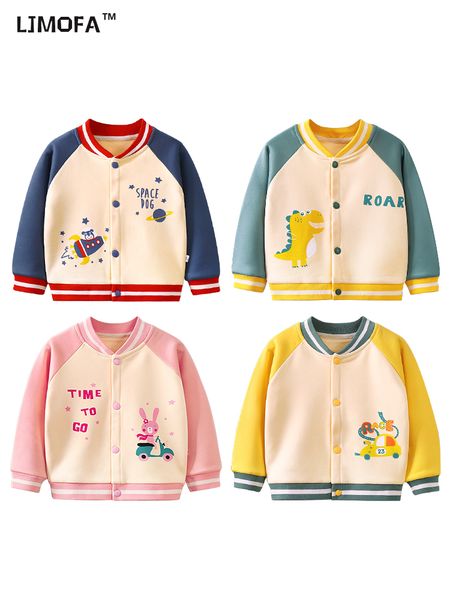 

jackets ljmofa 1 6y autumn kids cartoon jacket for boy girl winter fleece warm baseball uniform toddler trend casual thickened coat d161 221, Blue;gray