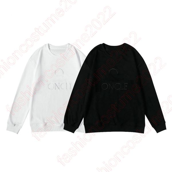 

2023 logo outline embroidered sweatshirt hooded sweatshirt letter graphic oversize men sweatshirt round neck hip hop streetwear fashion male, Black
