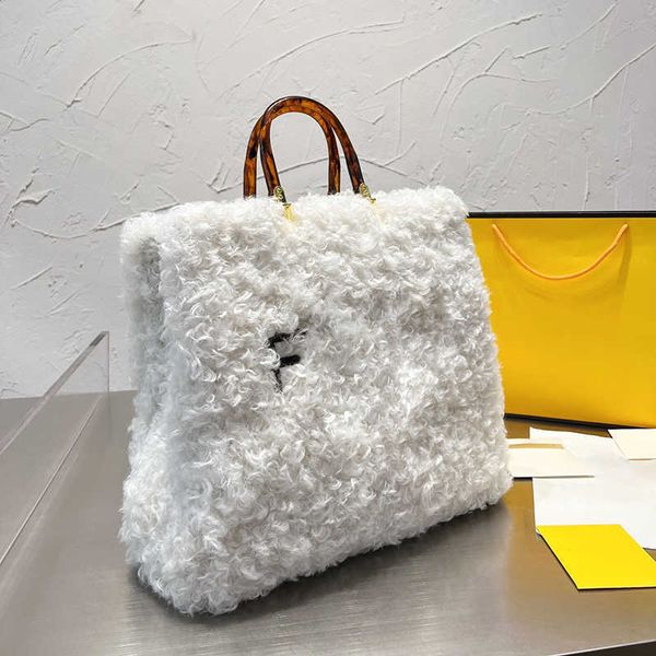 

evening bags tote bag hairy handbags designer women totes bags luxury fashion letter print holiday shoulder bag large shopper bag purses 220