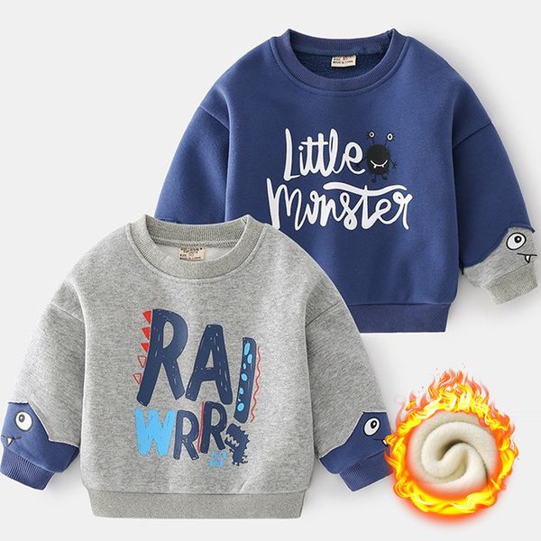 

pullover winter kids fleece sweatshirts boys long sleeve print 2 6y young children casual cotton clothes autumn girls shirt 221010, Blue