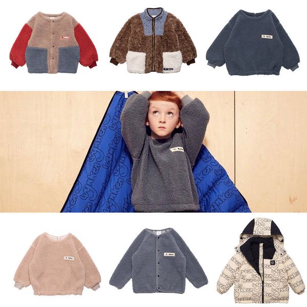

jackets w children s plush jacket pants suit girls middle and large thickened warm boys stitching 221010, Blue;gray