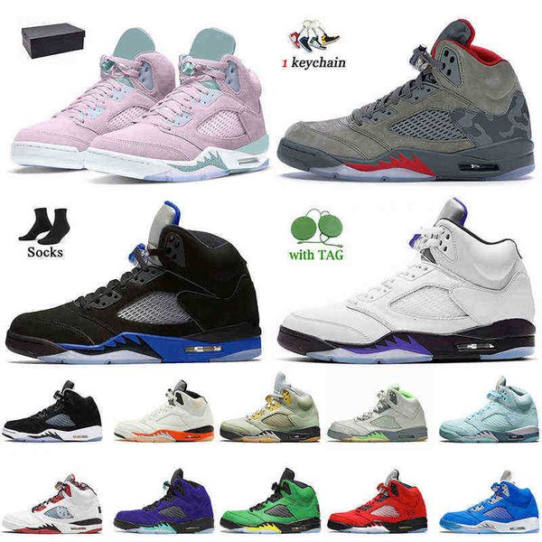 

2022 new women mens with box jumpman 5 5s easter outdoor shoes camo concord racer blue shattered backboard bluebird white air og designer sh, Black
