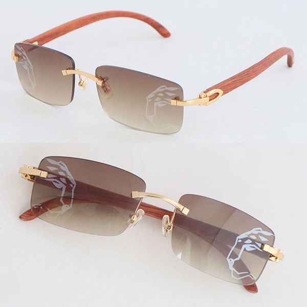 

selling designer model leopard mirror lens rimless sunglasses womens wood 8200757 gold 8200758 silver woman large square glasses sunglass wo, White;black