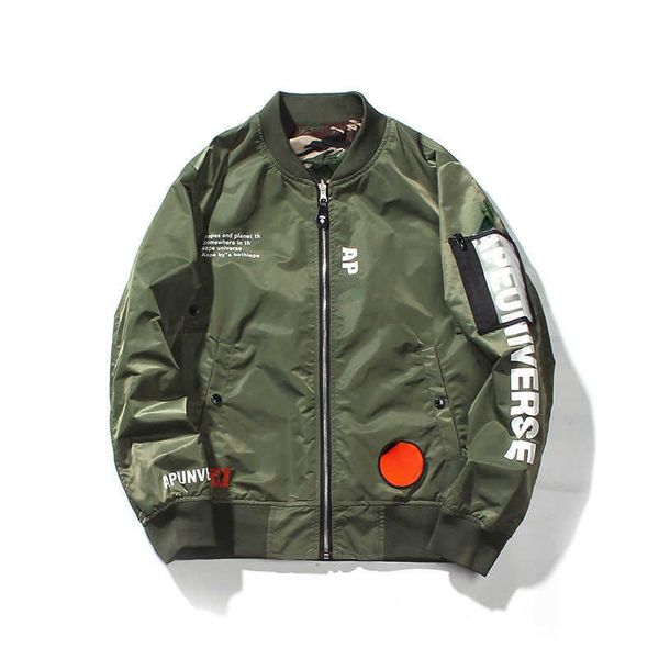 

apeman designer jacket mens windbreaker metal nylon waterproof reversible baseball jackets men women hip-hop loose zip cardigan coat, Black;brown