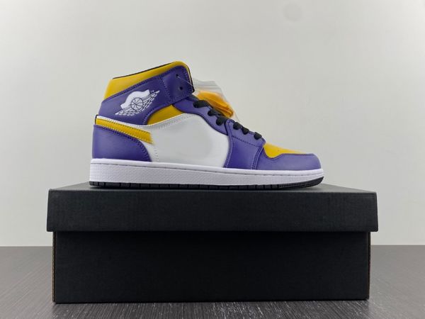

basketball shoes handmade basksetball mens trainers sport sneakers mid lakers white purple university gold dq8426-517 jumpman 1 1s men women
