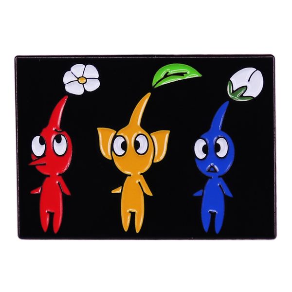 

red yellow blue pikmiin enamel pin plant elf cute game character badge brooch gift backpack decoration jewelry