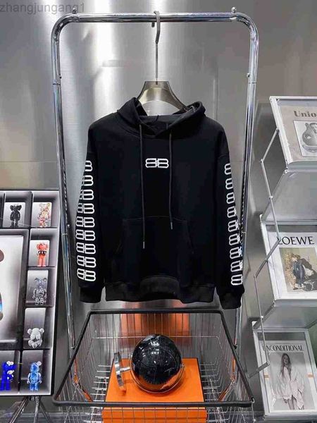 

designer autumn balencigas women hoodie new product high grade balencigas hooded sweater men's edition heavy industry embroidery print, Black