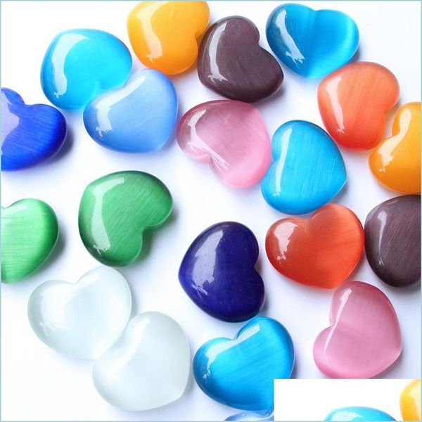 

stone 30mm colorf cats eye heart shaped opal bare stone ornaments handle pieces fish tank beads drop delivery 2022 jewelry yummyjewelr dhdow, Black