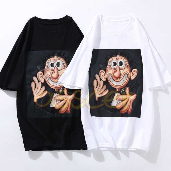 

summer mens t shirts designer womens round neck polos couples fashion clow printing tees asian size m-3xl, White;black