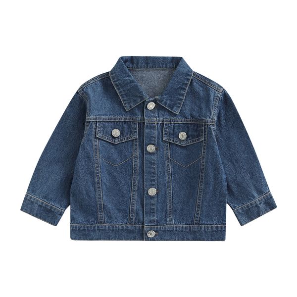 

jackets toddler kids baby boys girls denim fashion long sleeve button down solid color jean 6m 5t 221010, Blue;gray