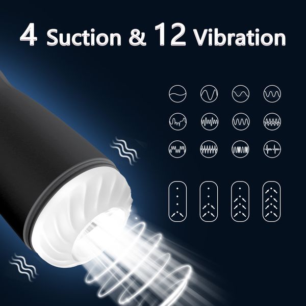 

underwear unimat automatic male masturbator cup with 4 swallowing sucking 12 powerful vibrating modes blowjob masturbator toy for, Black;white