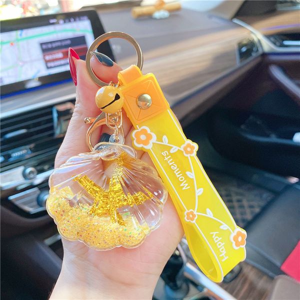 

keychains creative ins starfish floating bottle acrylic into oil quicksand car keyring student backpack small gift pendant cartoon key chain, Silver