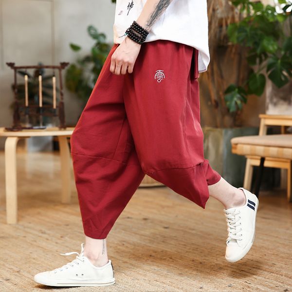 

men's pants streetwear casual harem men's pants summer wide leg harajuku joggers men solid sweatpants cotton women's trousers, Black
