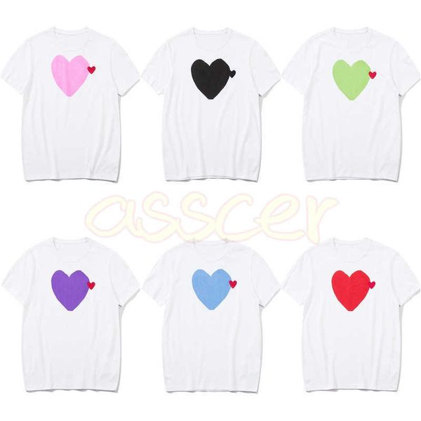 

high street mens white t shirts fashion womens heart print tees designer man short sleeve asian size s-2xl, White;black