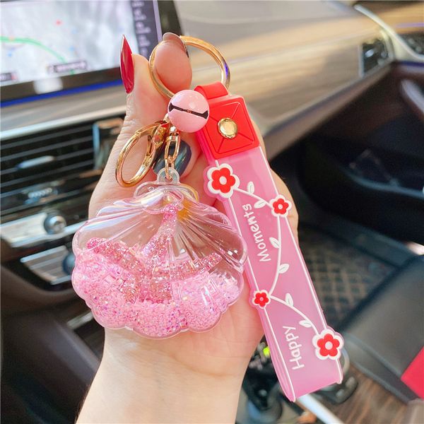 

keychains creative ins starfish floating bottle acrylic into oil quicksand car keyring student backpack small gift pendant cartoon key chain, Silver