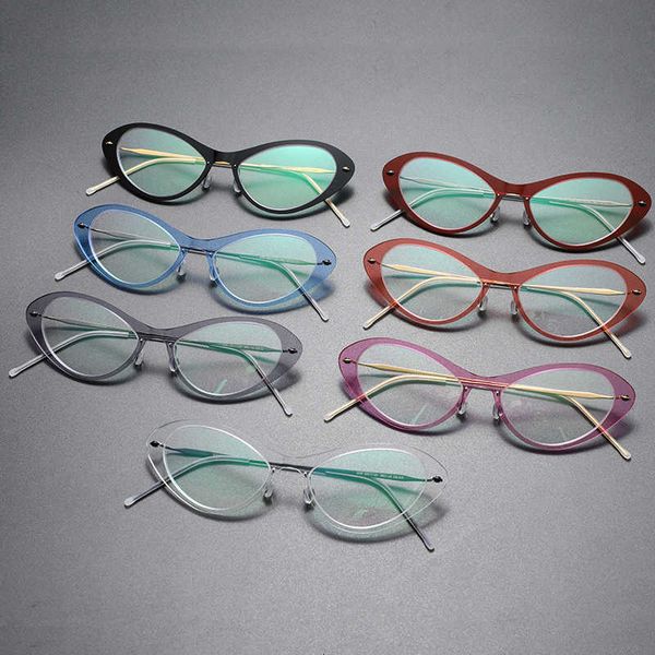 

watches jewelry sun glasses sunglasses small frame head womens cat eye fashion frames optical eyeglasses computer pure titanium, White;black