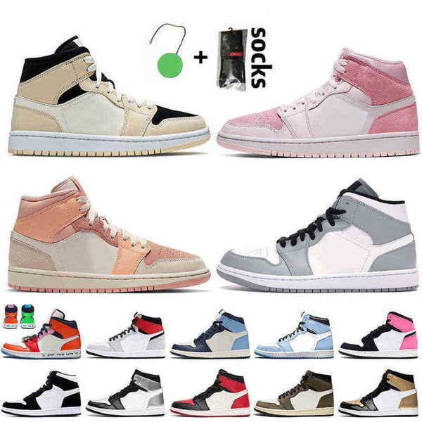 

jumpman 1 1s women mens outdoor shoes mid barely ge digital pink smoke grey high og hyper royal traine air jordon jordens jordans1 jordan1, Black