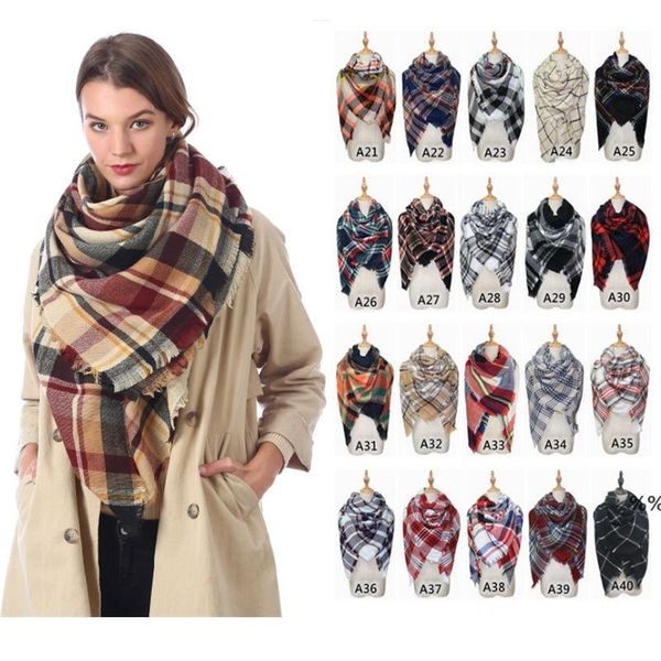 

plaid scarves tassel check square scarf designer brand classic tartan wraps oversized shawl winter scarf lattice collar autumn cashmere zzb1, Blue;gray