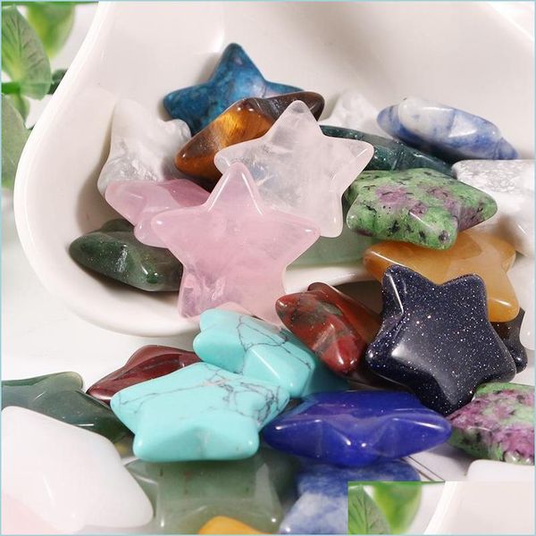 

stone 20mm mini star statue natural stone carving home decoration crystal polishing gem healing jewelry drop delivery 2022 bdesybag dhgls, Black