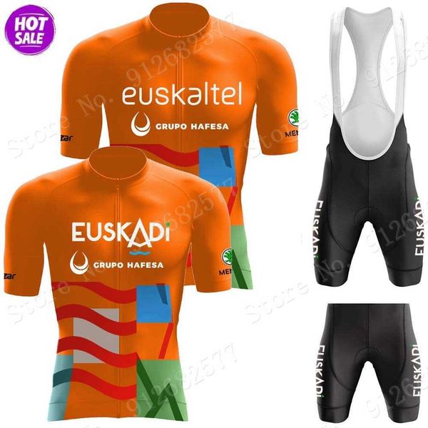 

cycling jersey sets cycling jersey euskaltel euskadi team 2022 set orange clothing road bicycle bib shorts suit mtb wear maillot culotte, Black;red