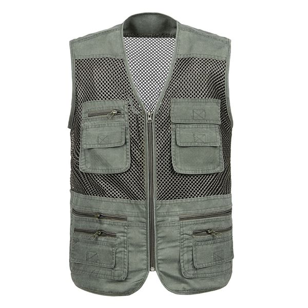 

men's vests large size mesh quick-drying vests male with many pockets mens breathable multi-pocket fishing vest work sleeveless jacket, Black;white