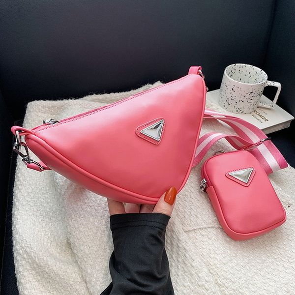 

fashion bags orange triangle composite shoulder messenger bag casual pink zipper tote crossbody package phone purse