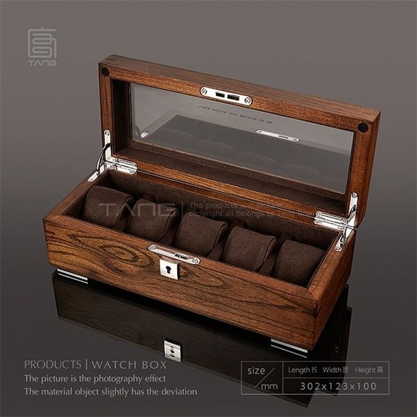 

watch boxes cases 510 slots solid wood watch box organizer mens watch storage holder with lock wooden jewelry gift box 221010, Black;blue