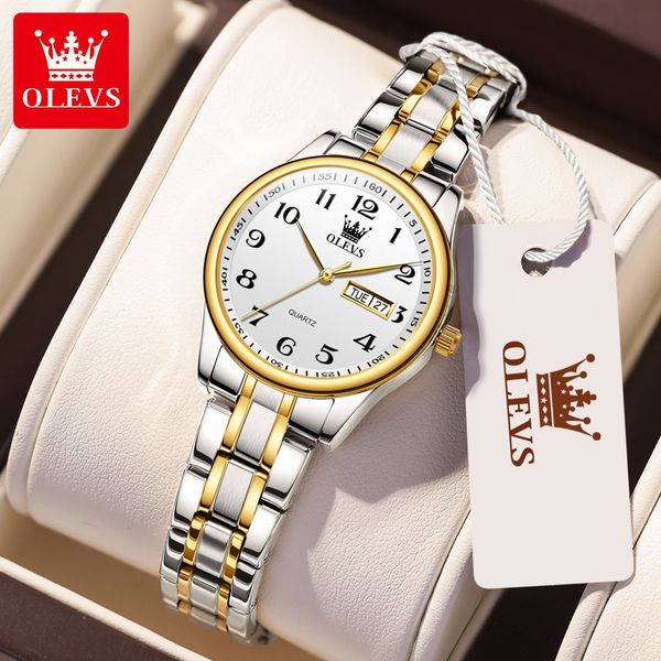

wristwatches olevs women's wrist watch original luxury watches for ladies waterproof stainless steel quartz woman wristwatch gold trend, Slivery;brown