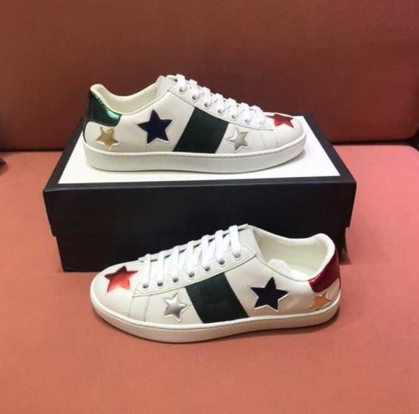 

designer shoes men women casual shoes ace bee sneaker classic white stripe canvas splicing sneakers chaussures animal embroidery trainers