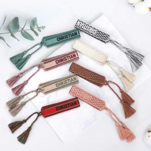 

2022s woven designer friendship bracelet luxury brand d for women leopard printed rope bracelets embroidery braided with tassel bangle men j, Golden;silver
