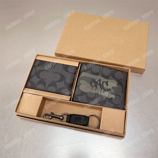 

designer wallet and key chain suit fashion brand card holder genuine leather short coin purses luxury mens wallets with box party 266l, Red;black