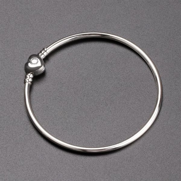 

luxury fashion women silver bangle bracelet love heart bracelet for pandora charm european beads bracelet with original box jewelr209o, Black
