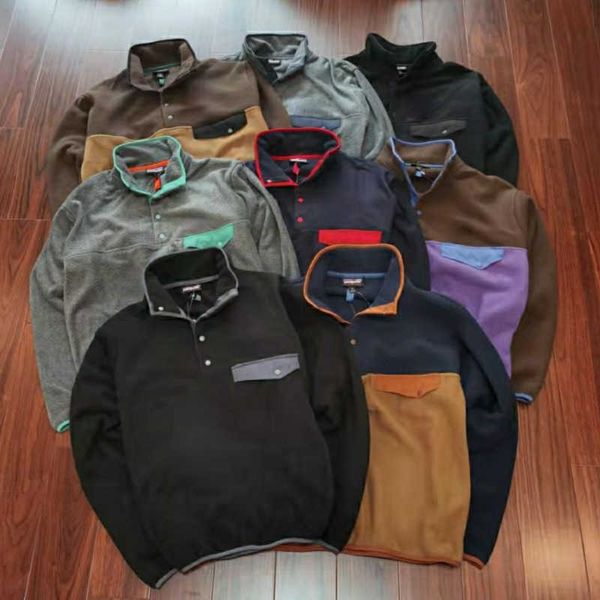 

pata designer jacket mens wool coat stand collar long sleeve t-shirt fleece sweater men women casual oversize sweatshirt, Black;brown