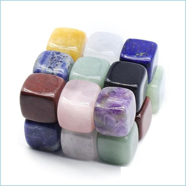 

stone polished square block ornament reiki healing chakra natural stone bead palm quartz mineral crystal tumbled gemstones hand piece dhvgp, Black