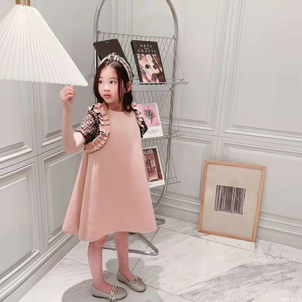

dhl flower girl dress feather child summer flower wedding dresses 90-160 cm brown baby clothe sets outfits 2022ji70, Red;yellow