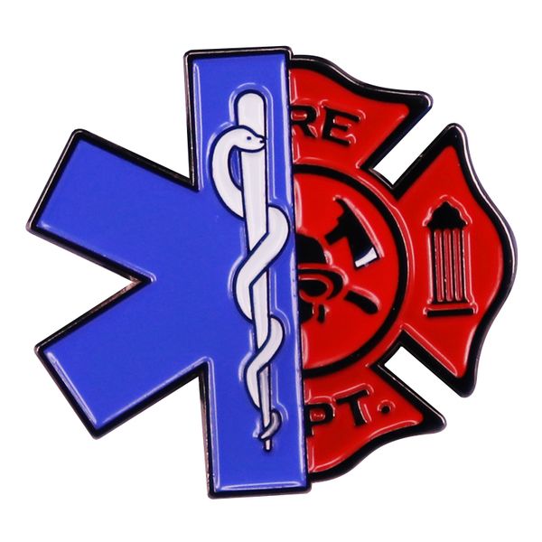 

emt firefighter enamel pin brooch badge first responder gift, Blue