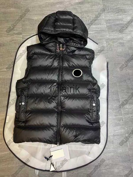 

jackets down men's parkas monclair france flocking down jacket men and women tide brand cotton vest hooded drawstring vests outerwear c, Black