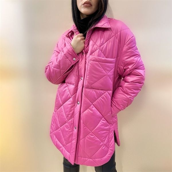 

women's down parkas malina front buttons fashion simple argyle coats elegant turn collar solid cotton jackets female ladies 221010, Black