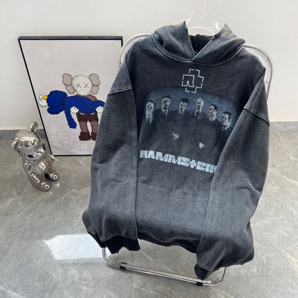 

2022 latest men's and women's sweaters hoodies customized german chariot worn down exclusive sales luxury washed black grey global