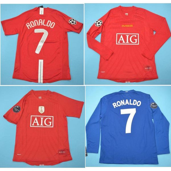 

2008 manchester final moscow ronaldo retro jerseys classic vintage 08 09 scholes vidic soccer jersey rooney football shirt giggs utd maillot, Black;yellow