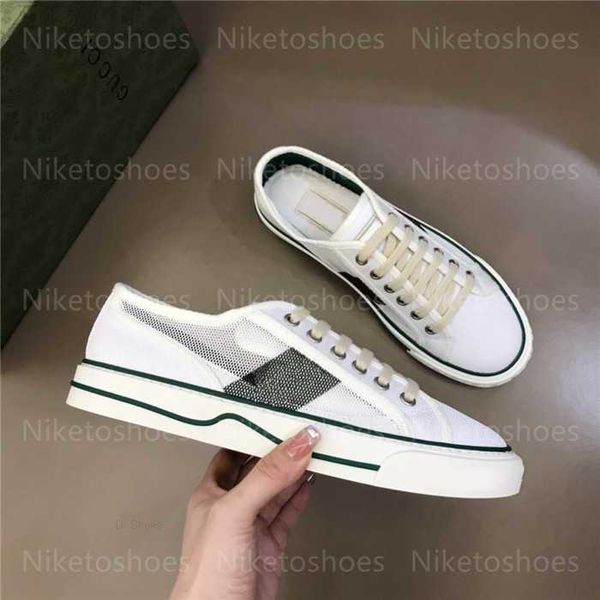

italy designers shoes white mesh green and red web lace-up mens women shoe tennis 1977 low-sneaker