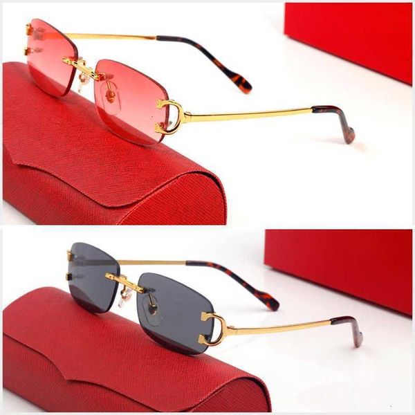 

sunglasses for man and woman designer fashion decorate frames eye protection red blue 95952 square plate rimless eyeglasses, Black