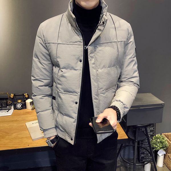 

men's jackets winter parker men fashion trend solid color stand collar down jacket men slim casual fleece thick highquality jacket s3xl, Black;brown