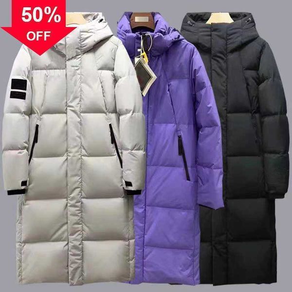 

fashion puffer jackets long down coat men's coats parkas windbreaker outdoor warm coats embroidery hooded mens jacket with hoodie zip u, Black