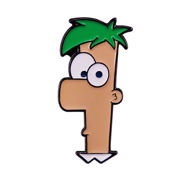

cartoon tv show phineas and ferb enamel pin green hair boy brooch badge, Blue
